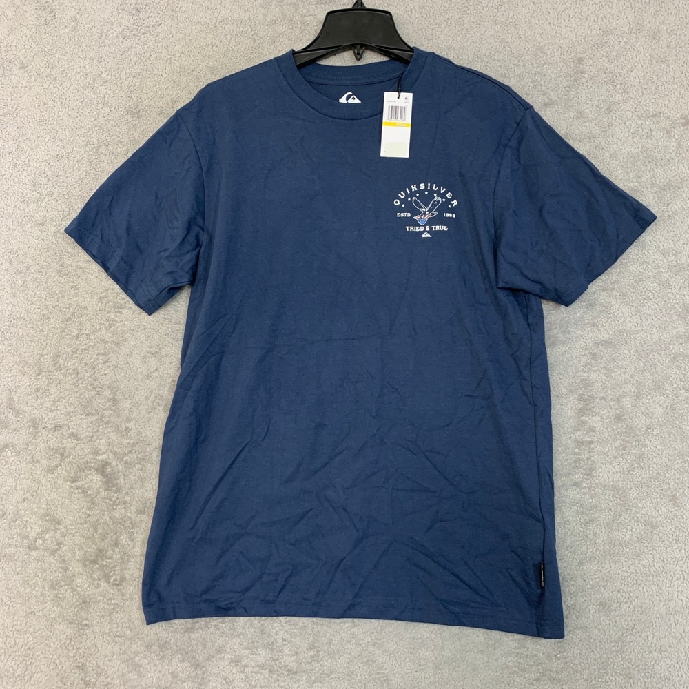 NWT Quiksilver Graphic Tee Men's MNavy Cotton Tried & True Graphic Tee